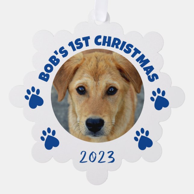 Carte Décorative 1er Noël du chien customisé (Recto)