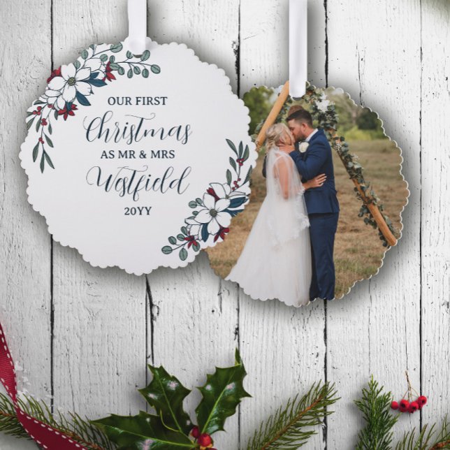 Carte Décorative 1er Noël Marié Beaux Florals (Créateur téléchargé)