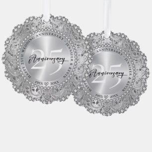 Carte Décorative 25e anniversaire Mariage Mandala Bling en argent