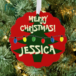 Carte Décorative Amusant coloré ampoules d'arbre de Noël papier