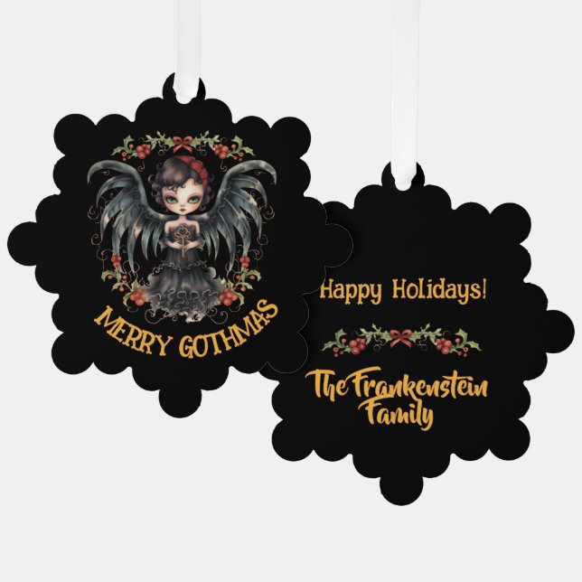 Carte Décorative Ange de Noël gothique sombre (Recto/Verso)