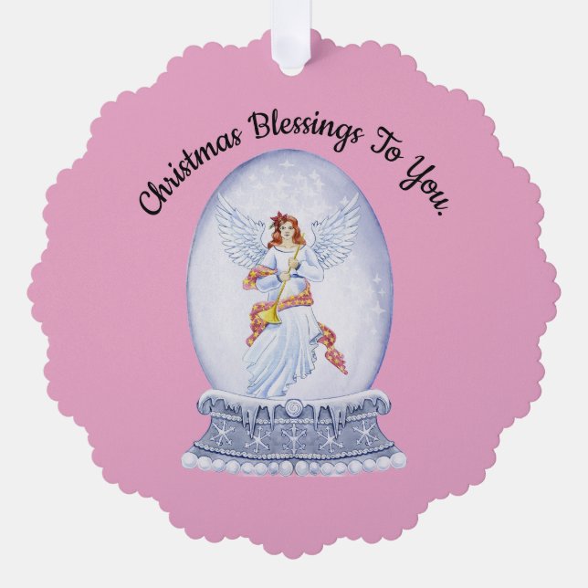 Carte Décorative Angel Water Globe Christmas Paper Ornament Card (Recto)