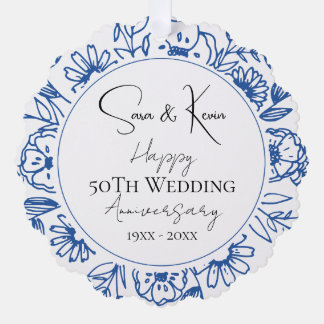 Carte Décorative Anniversaire du mariage Bleu Florals