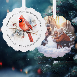 Carte Décorative Aquarelle cardinale rouge photo personnalisée