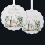 Carte Décorative Aquarelle florale Champagne Bonne Anniversaire<br><div class="desc">Une belle bouteille florale de champagne et deux verres de vin,  célébrant un Anniversaire Au fond,  même image avec le message</div>