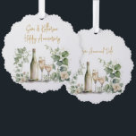 Carte Décorative Aquarelle florale Champagne Bonne Anniversaire<br><div class="desc">Une belle bouteille florale de champagne et deux verres de vin,  célébrant un Anniversaire Au fond,  même image avec le message</div>
