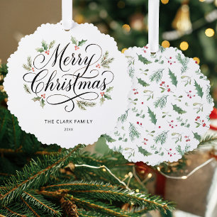 Carte Décorative Aquarelle Joyeux Noël Écriture Botanique   