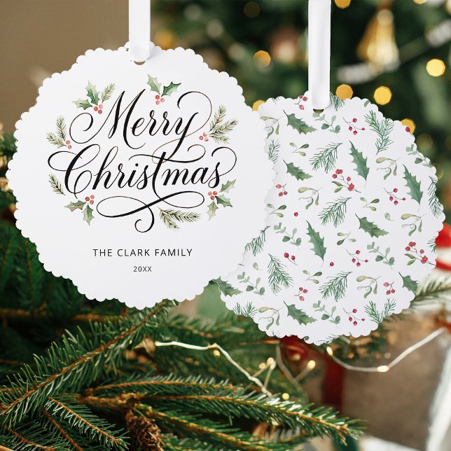 Carte Décorative Aquarelle Joyeux Noël Écriture Botanique    (Créateur téléchargé)