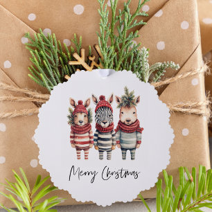 Carte Décorative Aquarelle vintage Animaux de Noël