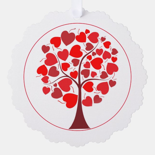 Carte Décorative Arbre des Coeurs rouges Valentine (Recto)