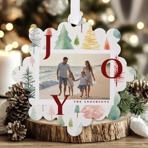 Carte Décorative Arbres de Noël à l'aquarelle pastel Photo de Joie 