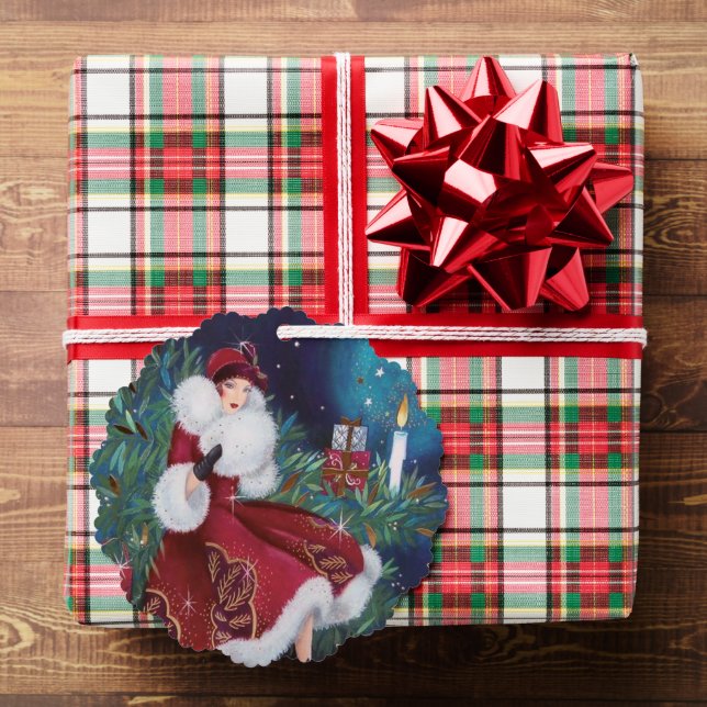 Carte Décorative Art déco rétro dame de Noël (Insitu (Cadeau))