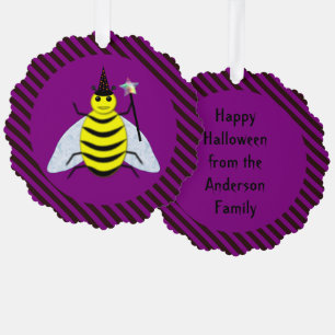 Carte Décorative Assistant Abeille magique d'Halloween Purple et ba