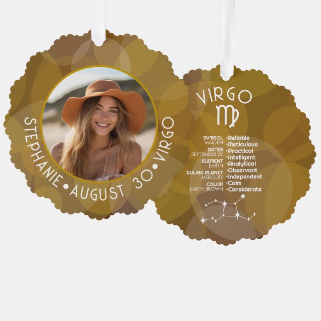 Carte Décorative Astrologie Virgo Zodiac Signet photo Date de naiss (Recto/Verso)