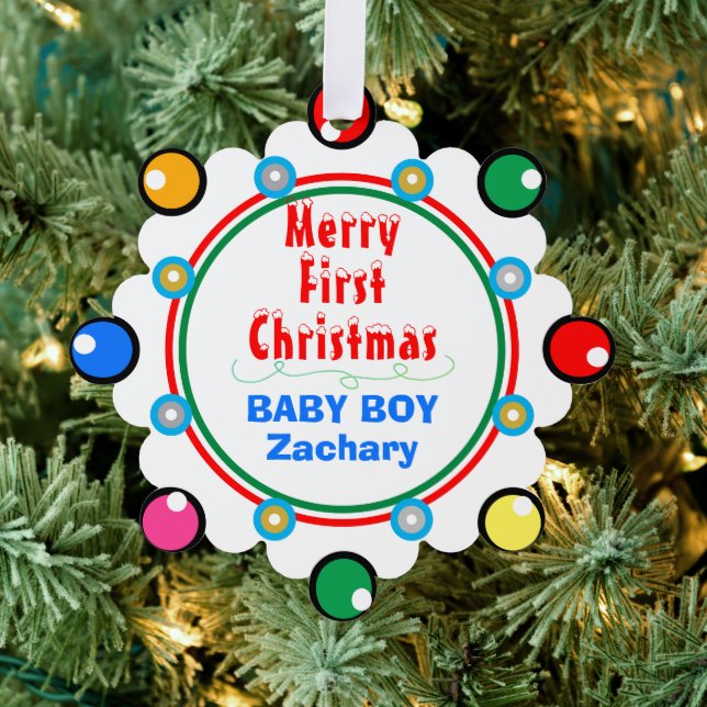 Carte Décorative Baby Boy First Christmas Rouge Vert Bleu (Insitu (Arbre))