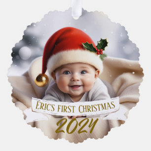 Carte Décorative Baby First Christmas mignonne Fox