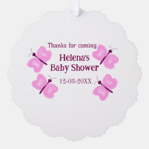 Carte Décorative Baby shower papillon rose aquarelle ajouter nom