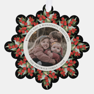 Carte Décorative Baies rouges noires + Papier de Noël à feuillage
