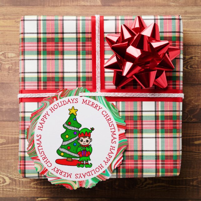 Carte Décorative Balise Cadeau personnalisé Elfe et Arbre de Noël (Insitu (Cadeau))