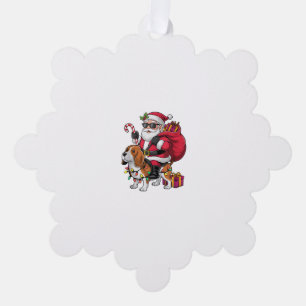 Carte Décorative Beagle Chien Xmas Éclairage Père Noël équitation B