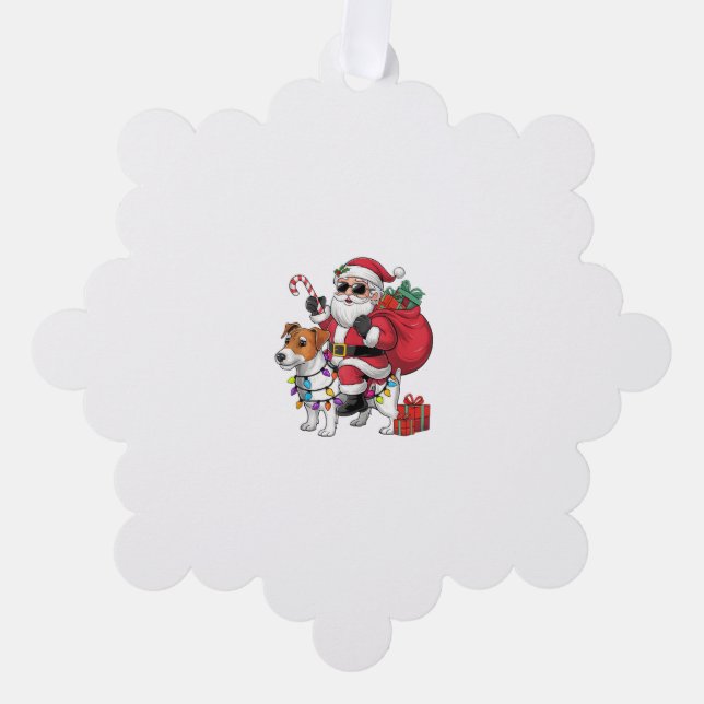 Carte Décorative Beagle Xmas Éclairage Père Noël équitation Beagle  (Recto)