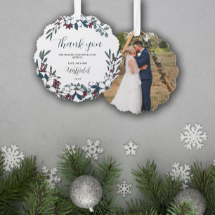 Carte Décorative Beau Noël Florals Mariage Merci