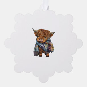 Carte Décorative Bébé De Vache De West Highland Avec Écharpe Plaid