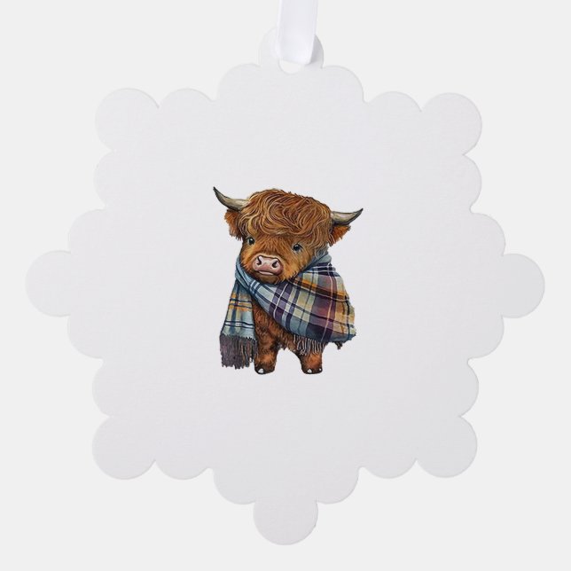 Carte Décorative Bébé De Vache De West Highland Avec Écharpe Plaid (Recto)