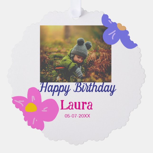 Carte Décorative Bébé enfants 1er anniversaire ajouter le nom date  (Recto)