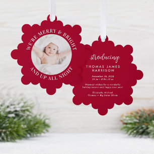 Carte Décorative Bébés mignons Premier Noël Photo Fêtes rouges