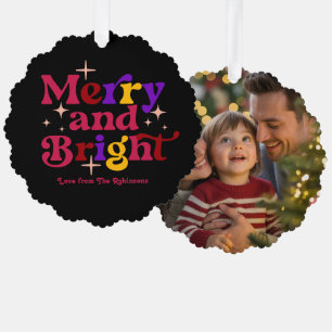 Carte Décorative Berry Sorbet Merry & Bright Retro Photo de Noël