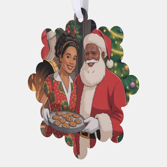 Carte Décorative Black Santa & Mrs. Claus Ornament Card  (Gauche)