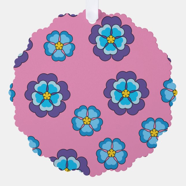 Carte Décorative Bleu Violet rose motif floral (Recto)