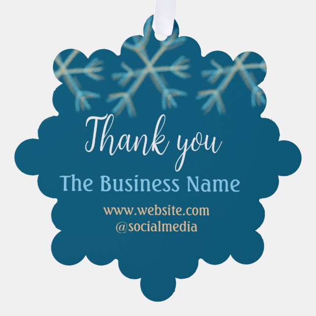 Carte Décorative Blue orange snowflakes ajouter nom commercial noël (Recto)