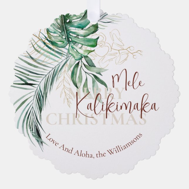Carte Décorative Botanique tropicale Mele Kalikimaka | Personnalisé (Recto)
