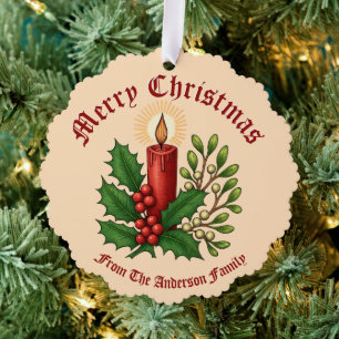 Carte Décorative Bougie De Noël Avec Holly & Mistletoe