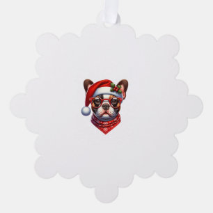Carte Décorative Bouledogue français de Noël Chapeau de Père Noël F