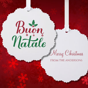 Carte Décorative Buon Natale Rouge et vert Noël italien