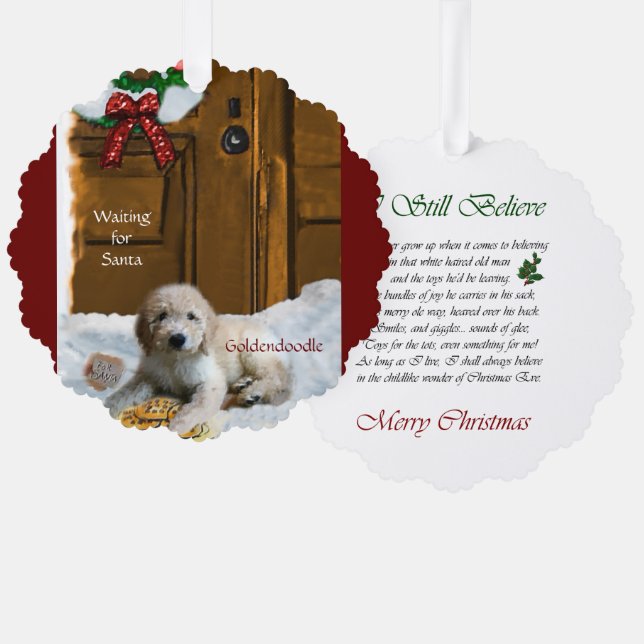 Carte Décorative Cadeaux de Noël Goldendoodle (Recto/Verso)
