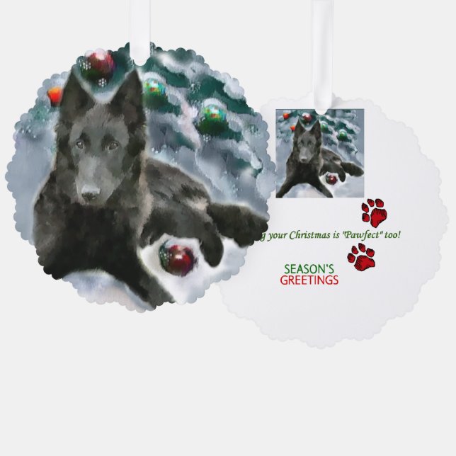 Carte Décorative Cadeaux de Noël Sheepdog belge (Recto/Verso)