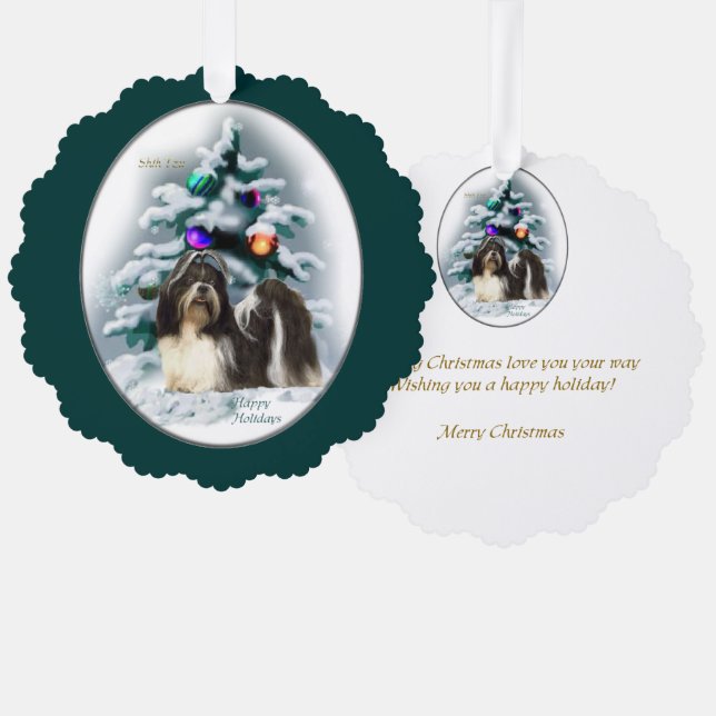 Carte Décorative Cadeaux de Noël Shih Tzu (Recto/Verso)