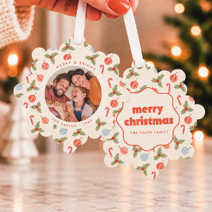 Carte Décorative Cadre de Noël ondulé Merry & Bright pour photo