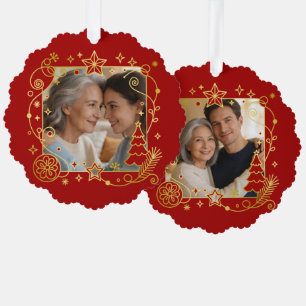 Carte Décorative Cadre d'ornements de Noël - Carré 2e + votre texte