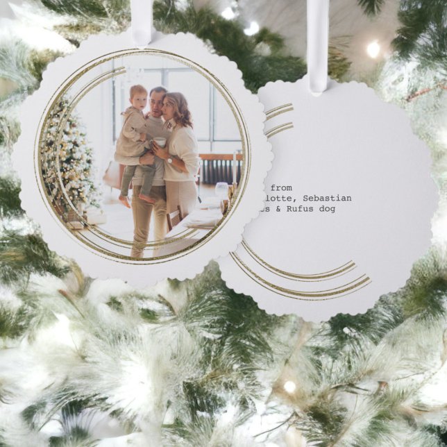 Carte Décorative Cadres d'or photo Noël personnalisé (Golden Frame Photo Christmas Personalized Ornament Cards from Ricaso. A wonderful keepsake card)