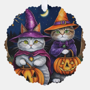 Carte Décorative Chats Kitty Halloween en Casquette 2 côtés