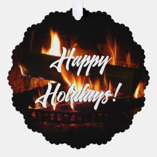 Carte Décorative Cheminée Chaleureuse Photographie de scène hiverna