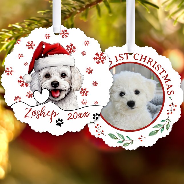 Carte Décorative Chien de Noël Bichon Frise Personnalisé (Créateur téléchargé)