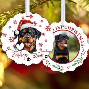Carte Décorative Chien de Noël Rottweiler Personnalisé