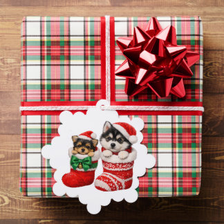 Carte Décorative Chien de Noël Tricot Hiver