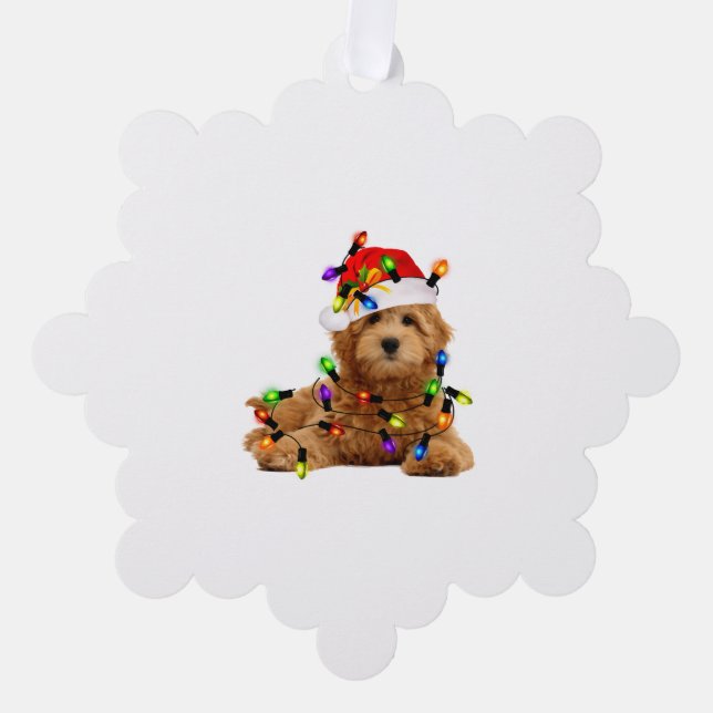 Carte Décorative Chien de Père Noël Goldendoodle (Recto)